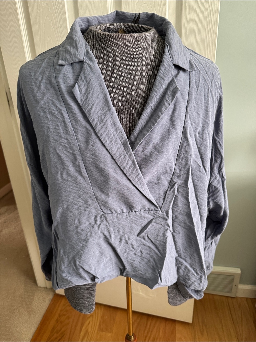 Anthropologie Dusty Blue Wrap-Style Tunic